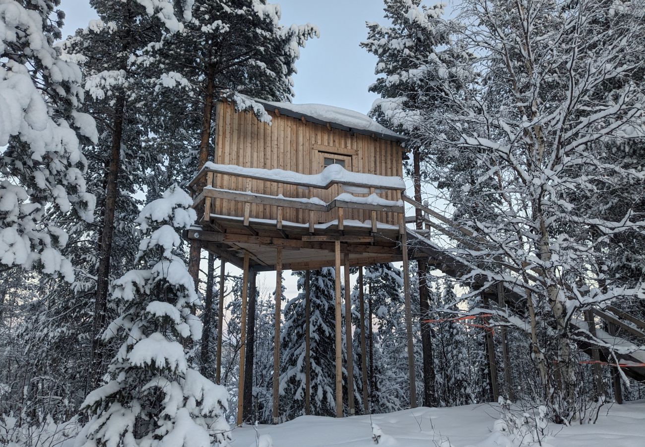 Ferienhaus in Arvidsjaur - Hoch in den Bäumen in Nordschweden  mit Seeblick und Elchen unter der Terrasse